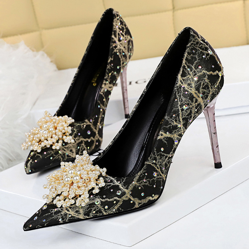 Shoe Tree - BIGTREE Shoes Pearl Flowers Woman Pumps