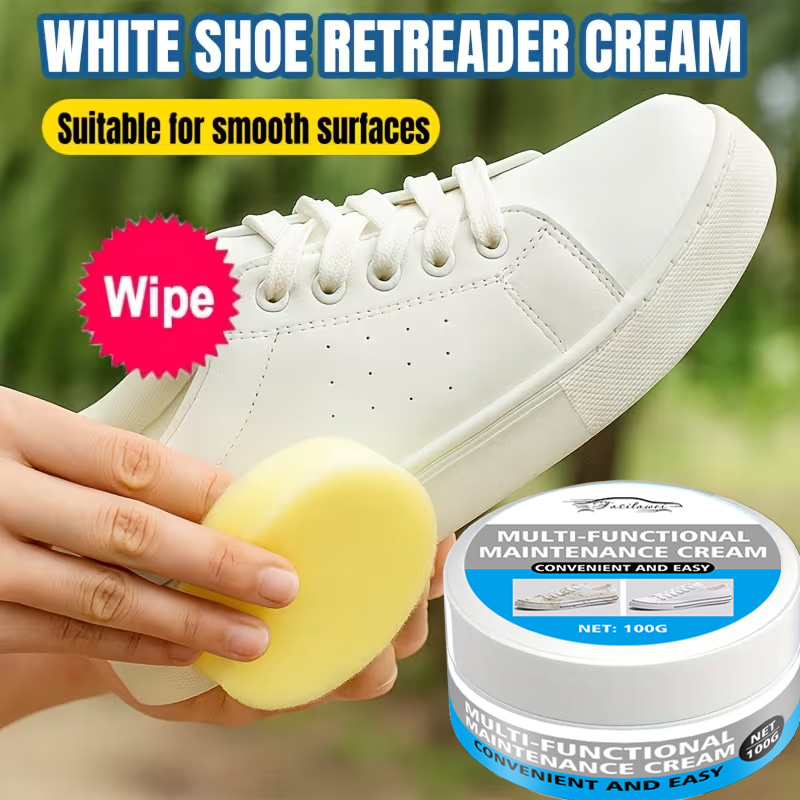 Leather Shoe Polish - Shoe Whitening Polish Cream with Sponge: