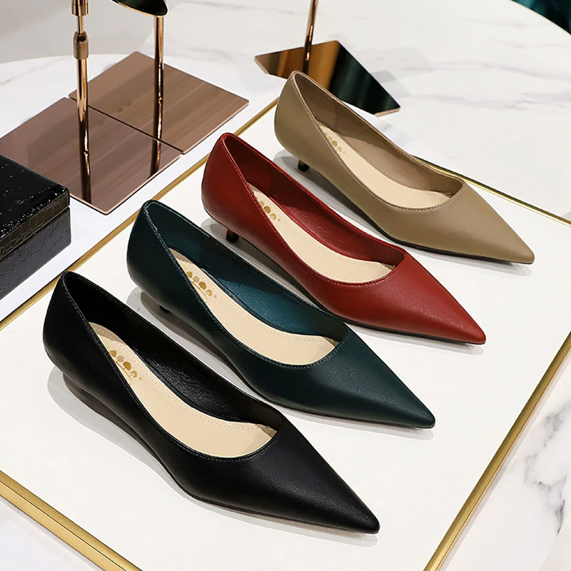 Shoe Tree - Fashion Pointed Toe Mid Heeled Shoes