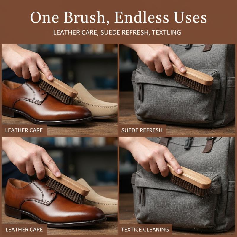 1PC Wood Shoe Brush Horse Hair - Leather Shoe Polish review and price