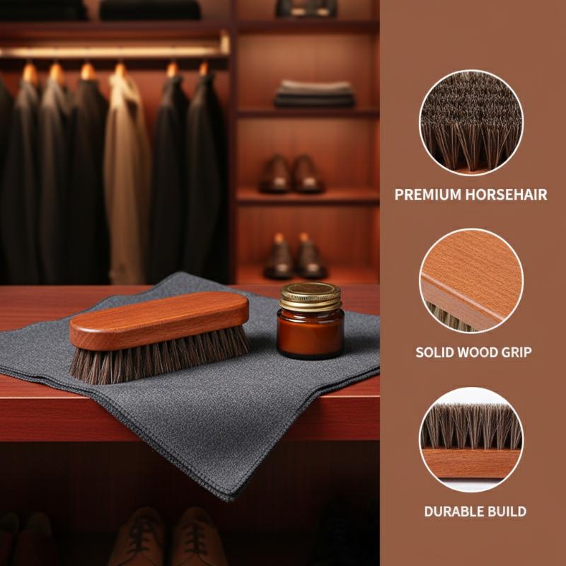 1PC Wood Shoe Brush Horse Hair - Leather Shoe Polish review and price
